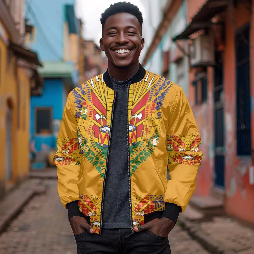 Haiti Flag Bomber Jacket Traditional Dashiki Yellow Color LT03