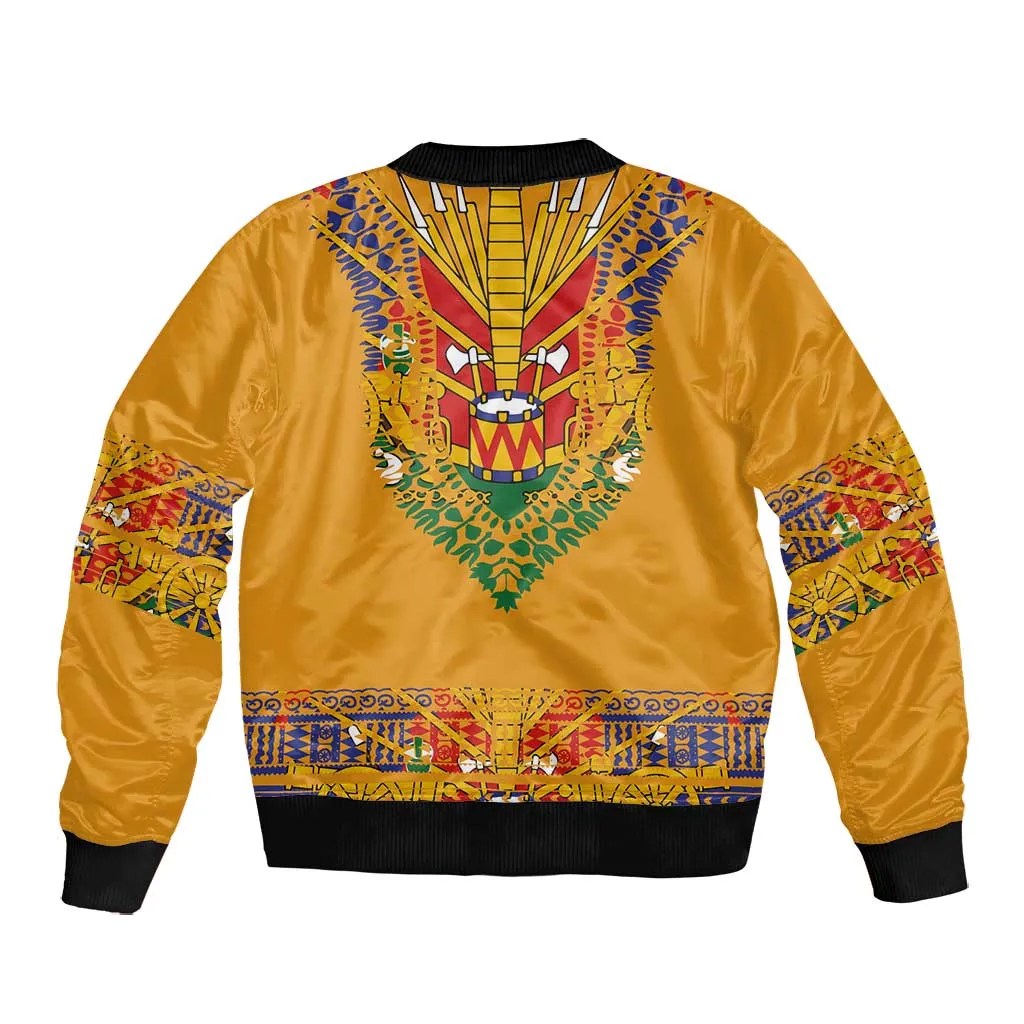 Haiti Flag Bomber Jacket Traditional Dashiki Yellow Color LT03