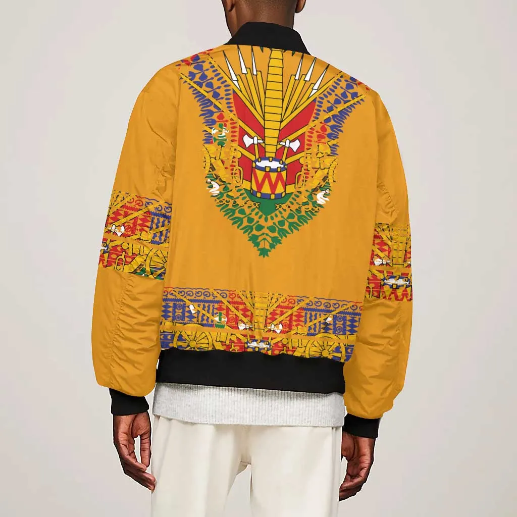 Haiti Flag Bomber Jacket Traditional Dashiki Yellow Color LT03