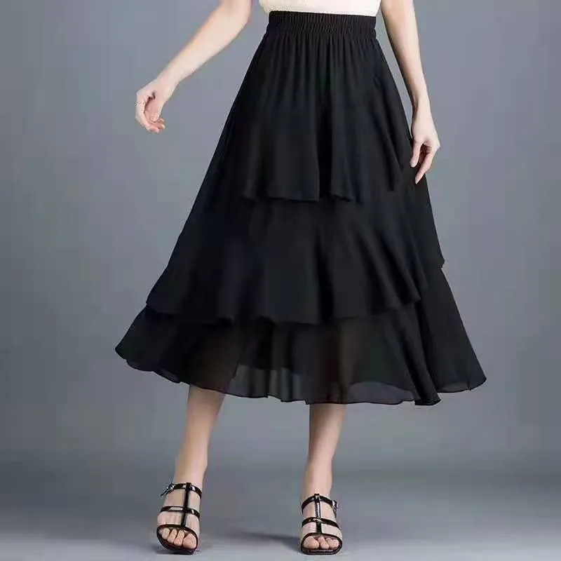 Half-length skirt new summer floral A-Line Skirt