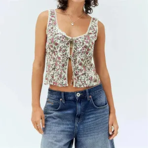 Halter Tie Front V-neck Top