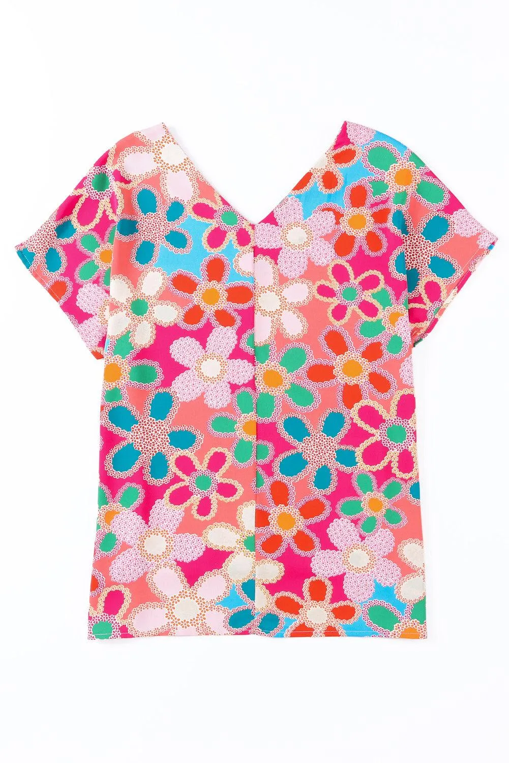 Hazel Blues® |  High-Low V-Neck Short Sleeve Blouse