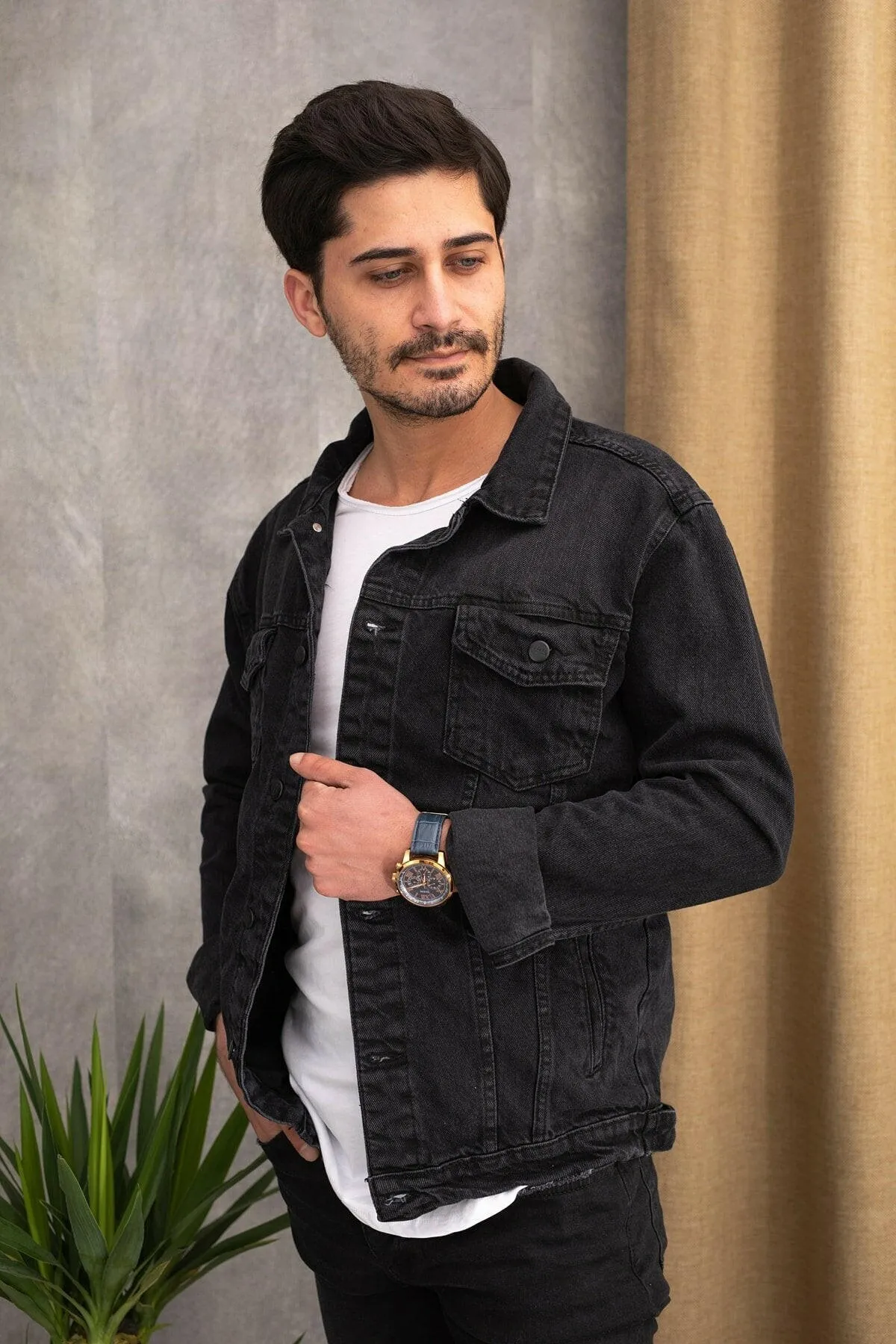 HB Mens Denim Jacket Stretchable Fine Lycra