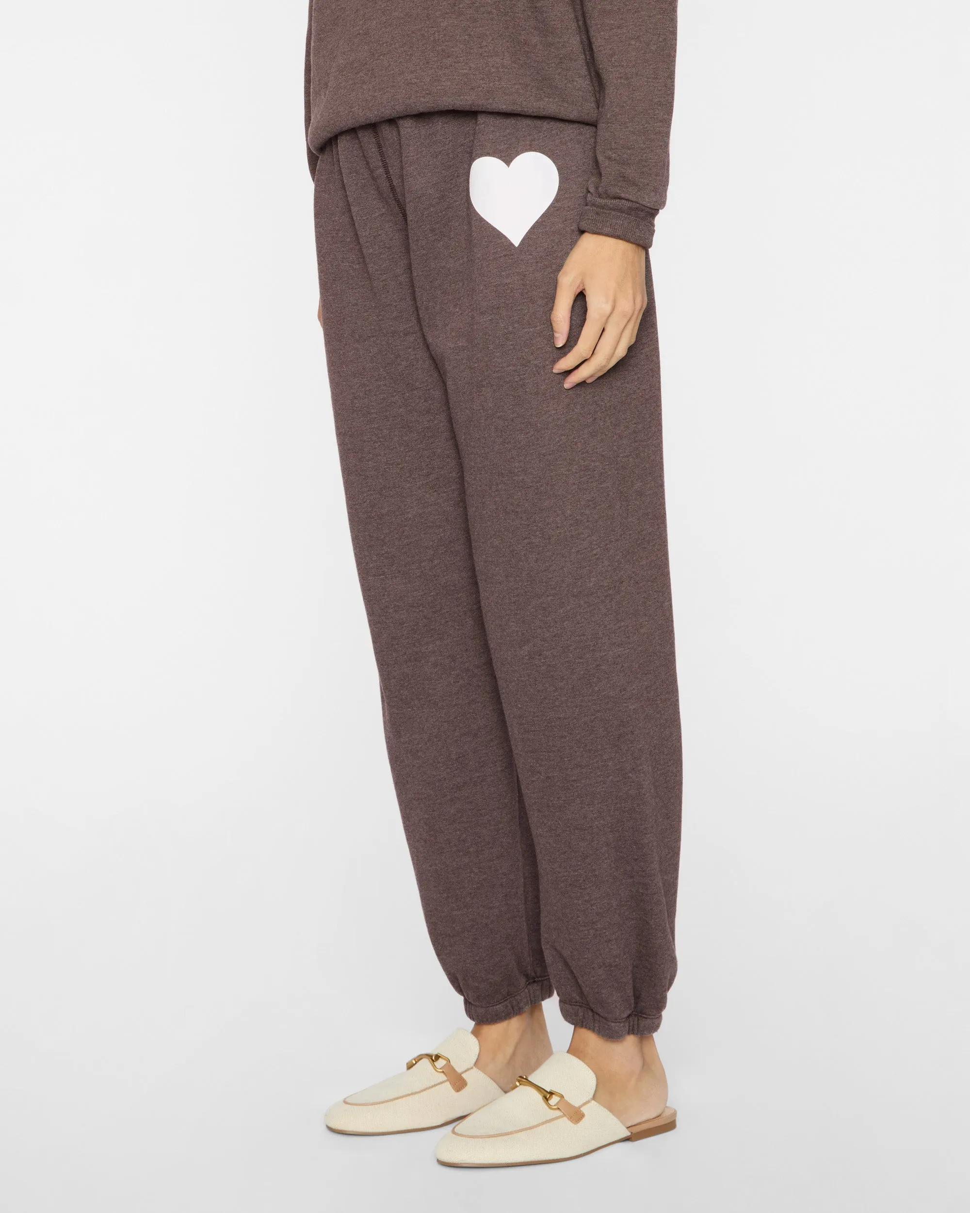 Heart Sweatpant in Heathered Brown