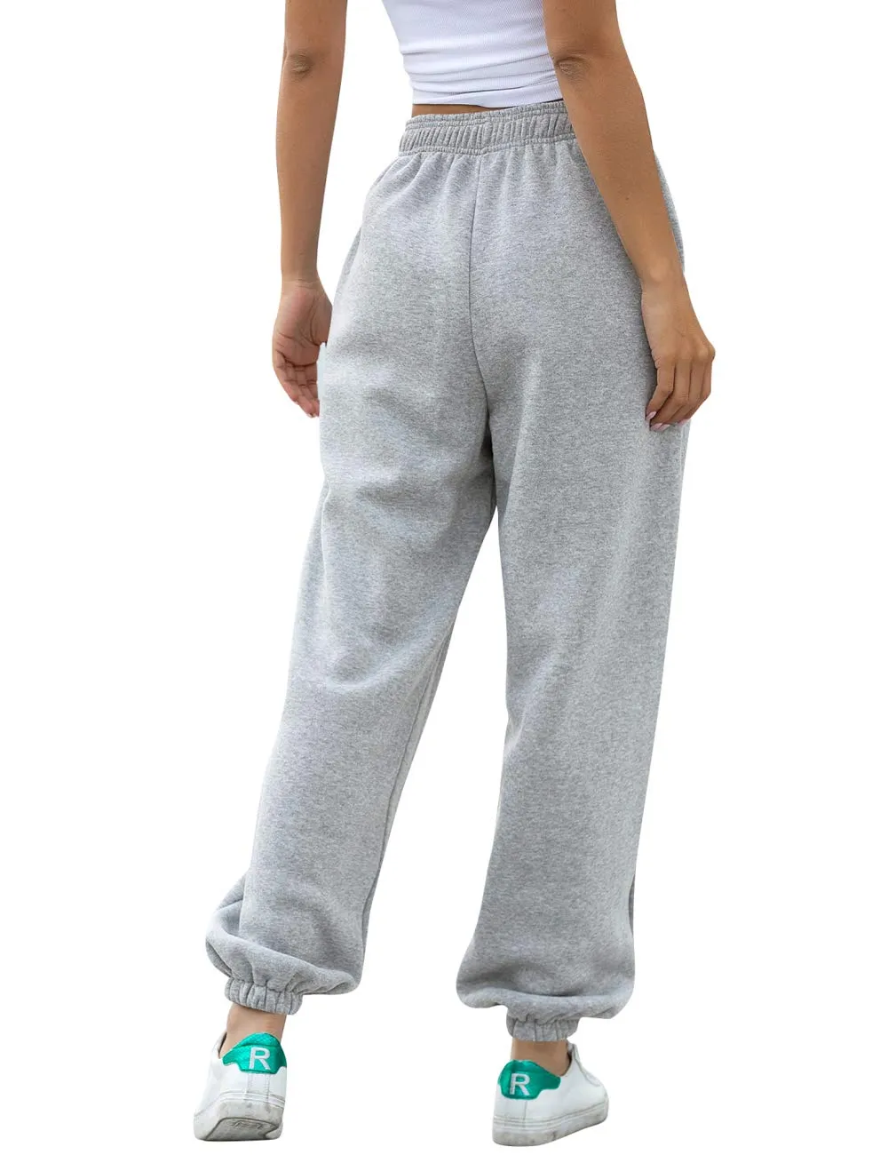 HeSaYep Women's High Waisted Sweatpants Workout Active Joggers Pants Baggy Lounge Bottoms,Grey