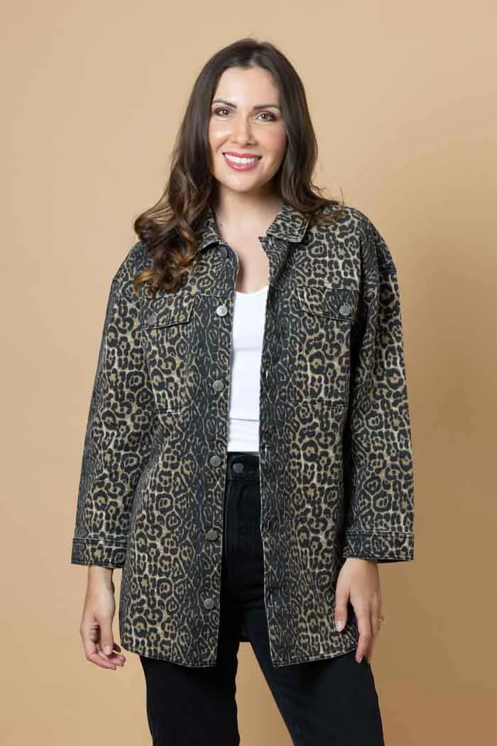 Honey Denim | Didi Leopard Denim Shirt
