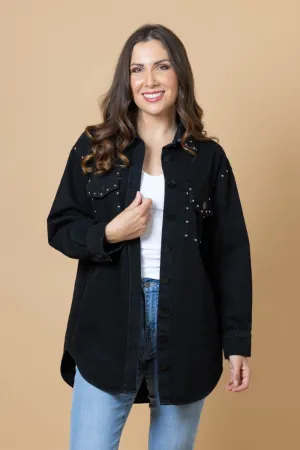 Honey Denim | Heidi Black Stud Denim Shacket