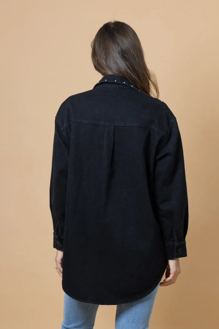 Honey Denim | Heidi Black Stud Denim Shacket