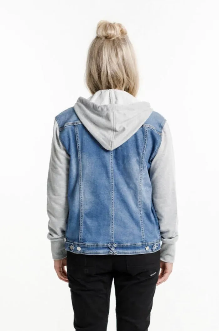 Hooded Denim Jacket - Blue