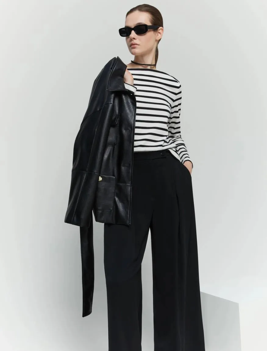 Iblues Attila Black/White Stripe Print Top