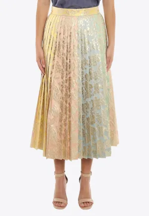 Jacquard Damask Pleated Skirt