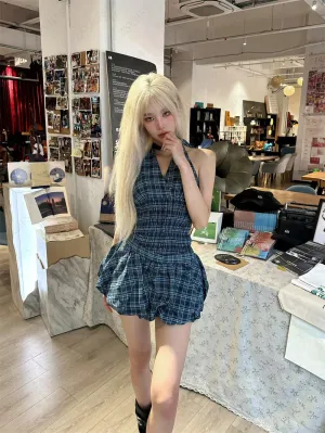 JazzHer Skirts Sweet Girl Y2k 90s Summer Blue Korea Harajuku High Waist Bottom Femme Clothes Skirt Kawaii Grunge Cute A-line Mini Skirts