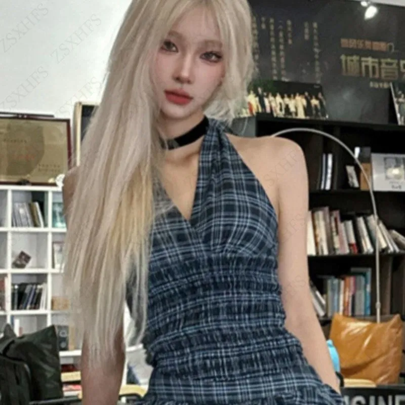 JazzHer Skirts Sweet Girl Y2k 90s Summer Blue Korea Harajuku High Waist Bottom Femme Clothes Skirt Kawaii Grunge Cute A-line Mini Skirts