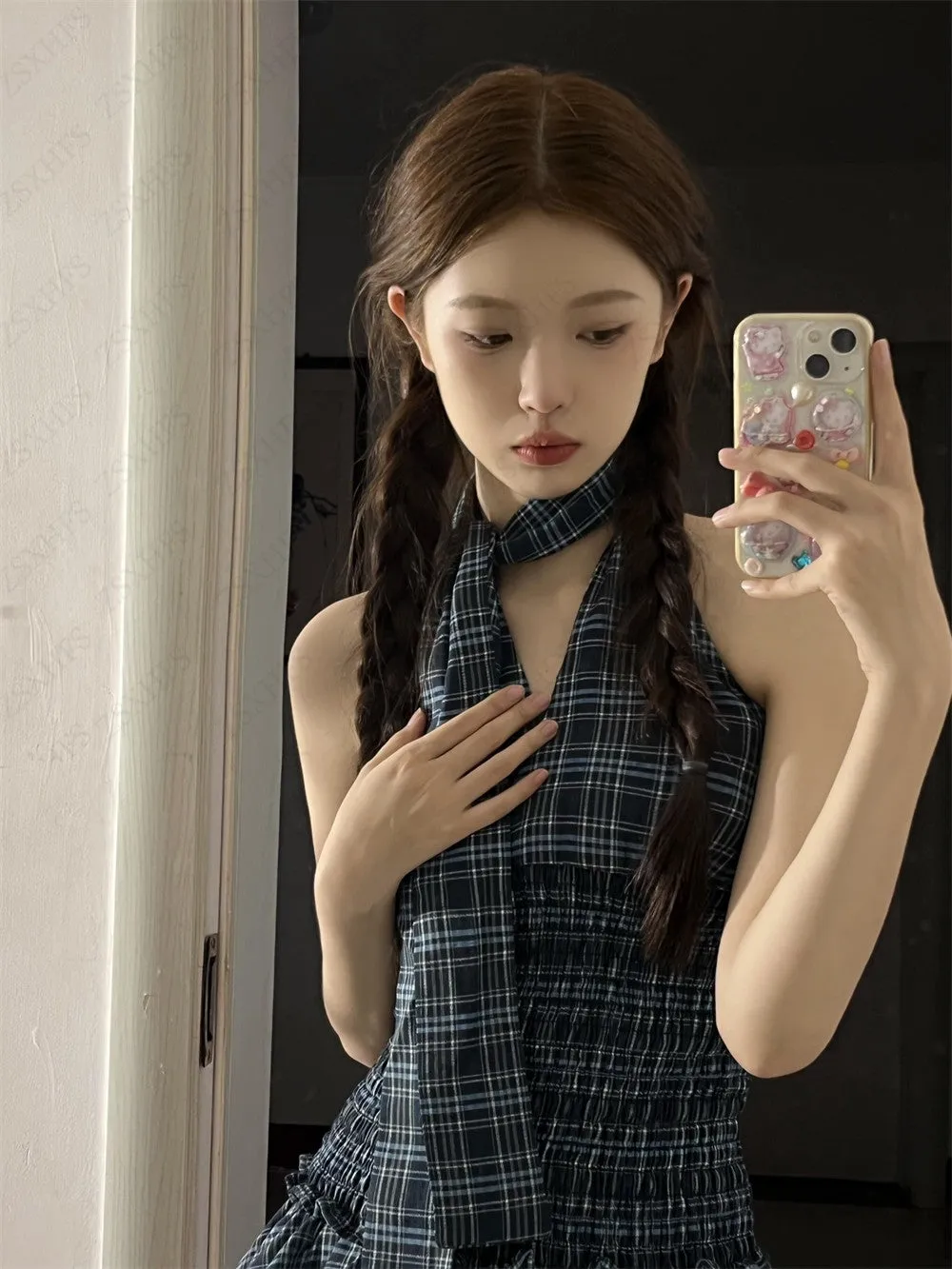 JazzHer Skirts Sweet Girl Y2k 90s Summer Blue Korea Harajuku High Waist Bottom Femme Clothes Skirt Kawaii Grunge Cute A-line Mini Skirts