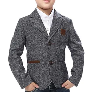 JiaYou Child Kid Boy Grey Blazer Jacket, 6 Years