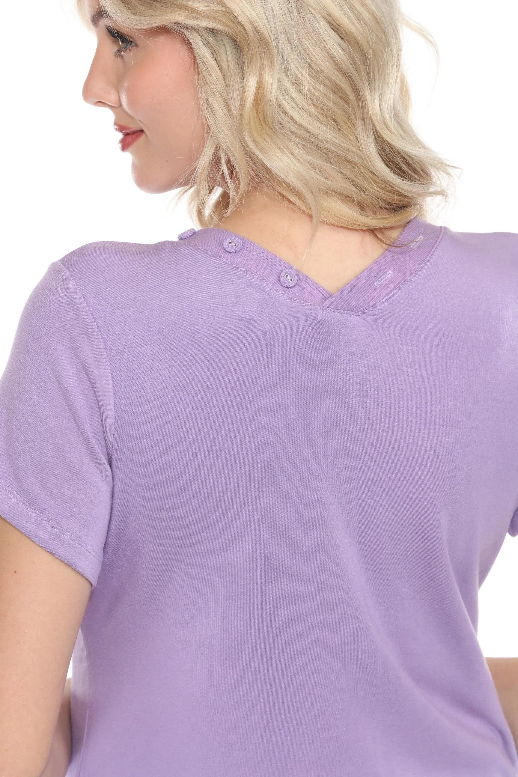 Johnny Was Calme Button V-Neck Short Sleeve Tee O11114