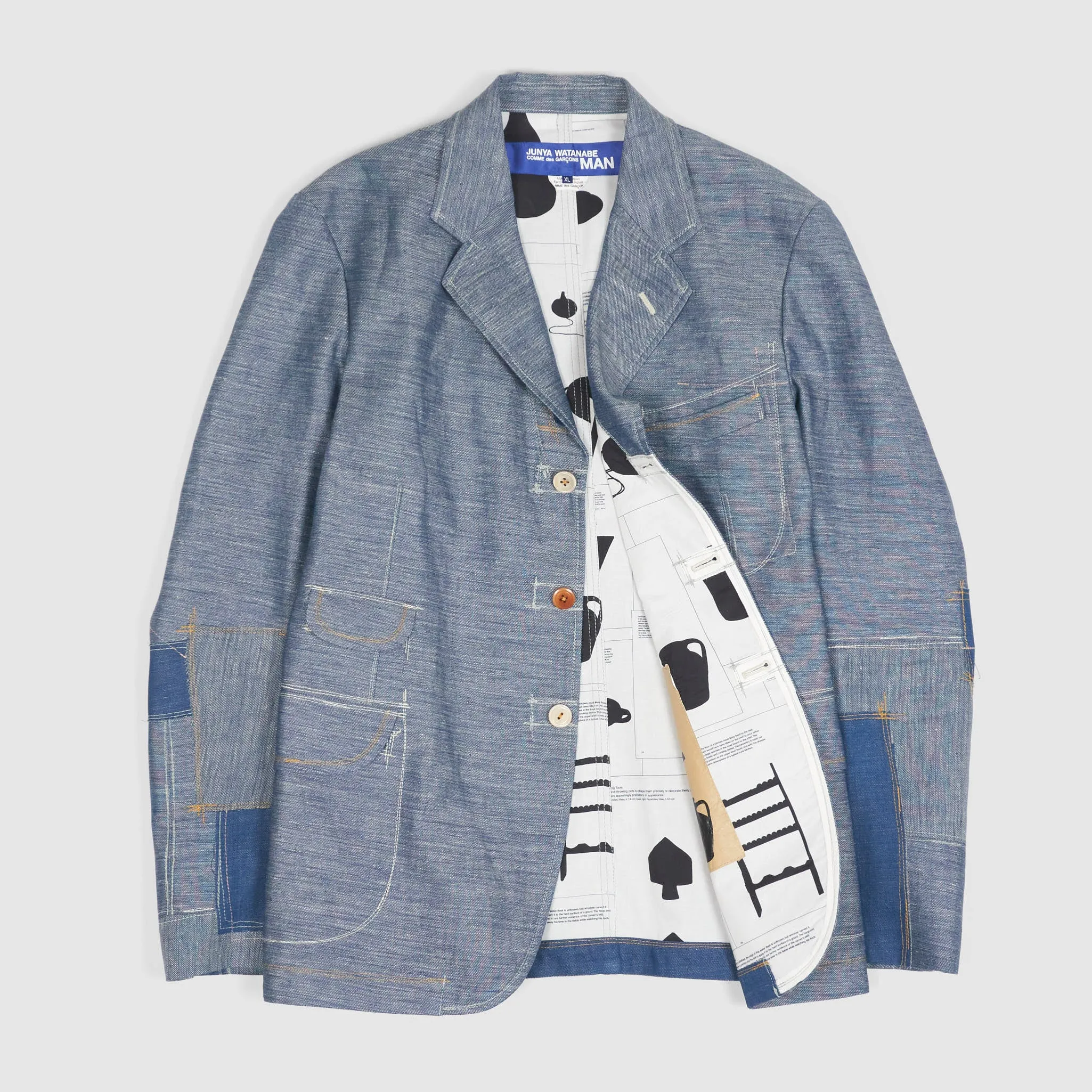 Junya Watanabe Man Summer Indigo Patchwork Blazer