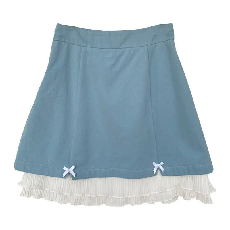 Kawaii Blue Mini Pleated Skirts