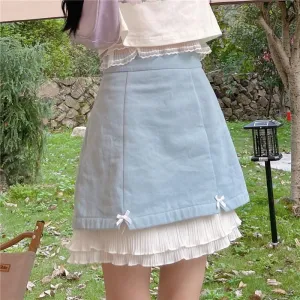 Kawaii Blue Mini Pleated Skirts