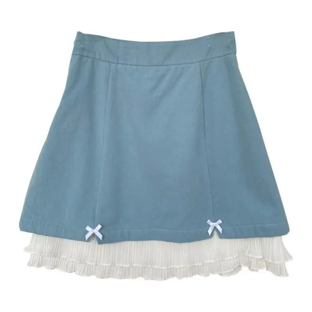 Kawaii Blue Mini Pleated Skirts