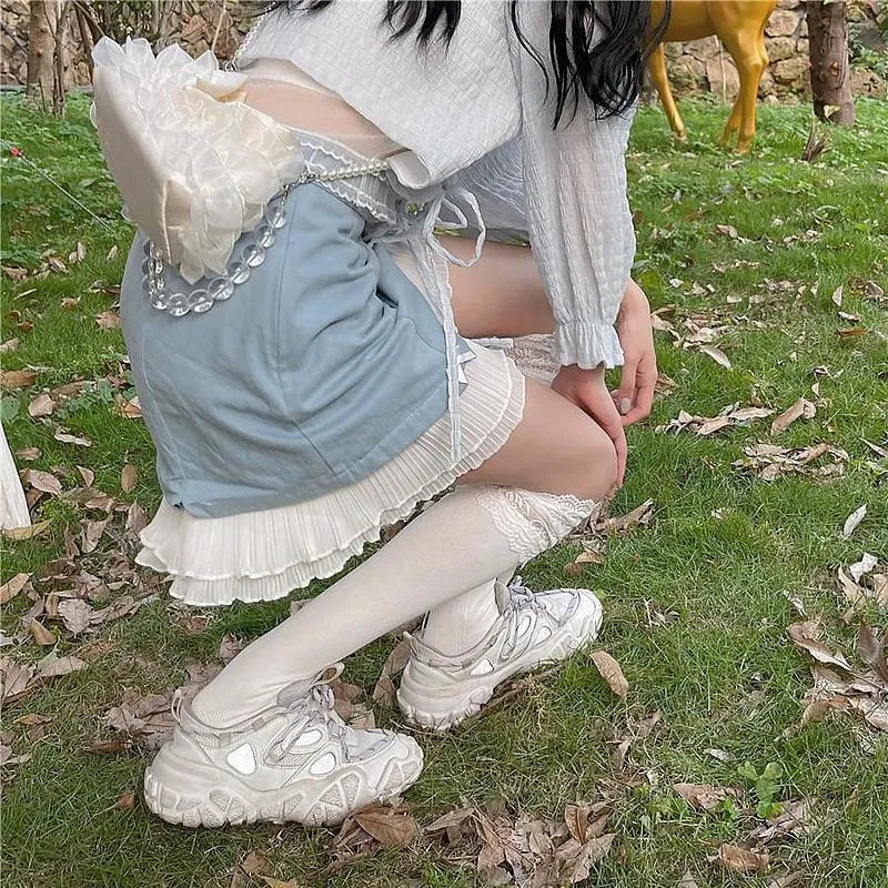 Kawaii Blue Mini Pleated Skirts