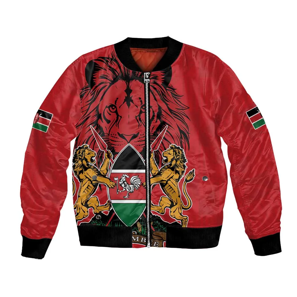 Kenya Bomber Jacket Coat Of Arms With Kente Patterns LT18