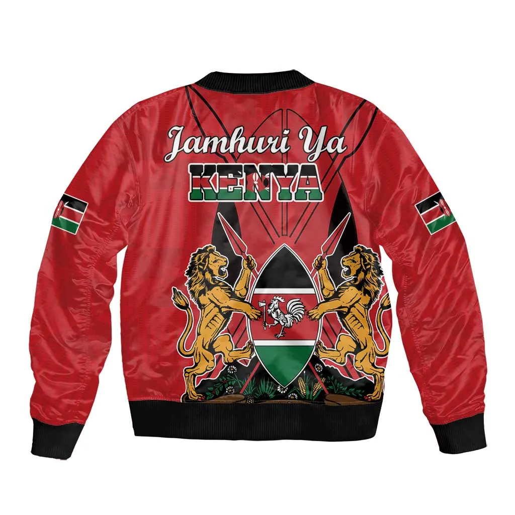 Kenya Bomber Jacket Coat Of Arms With Kente Patterns LT18