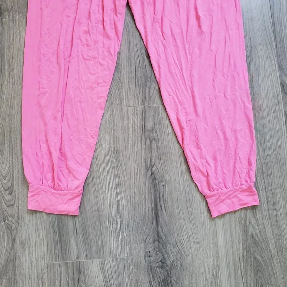 Kerri Rosenthal x Aqua Pajama Set Size XL Pink Pants Long Sleeve Heart Patch