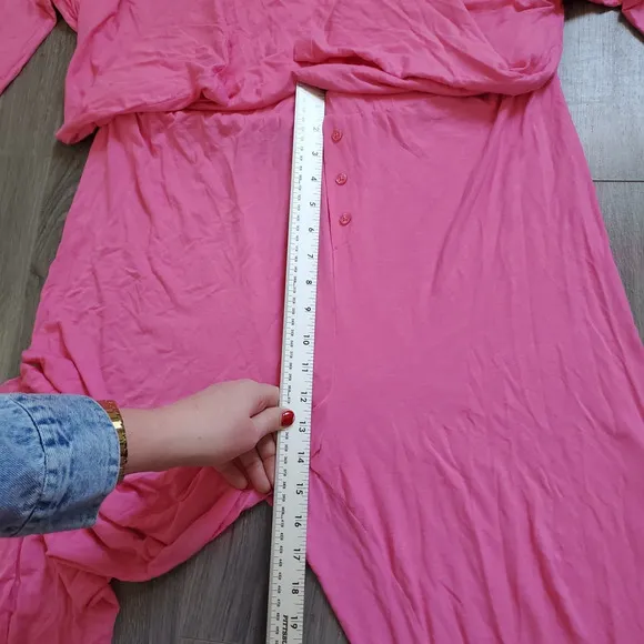 Kerri Rosenthal x Aqua Pajama Set Size XL Pink Pants Long Sleeve Heart Patch