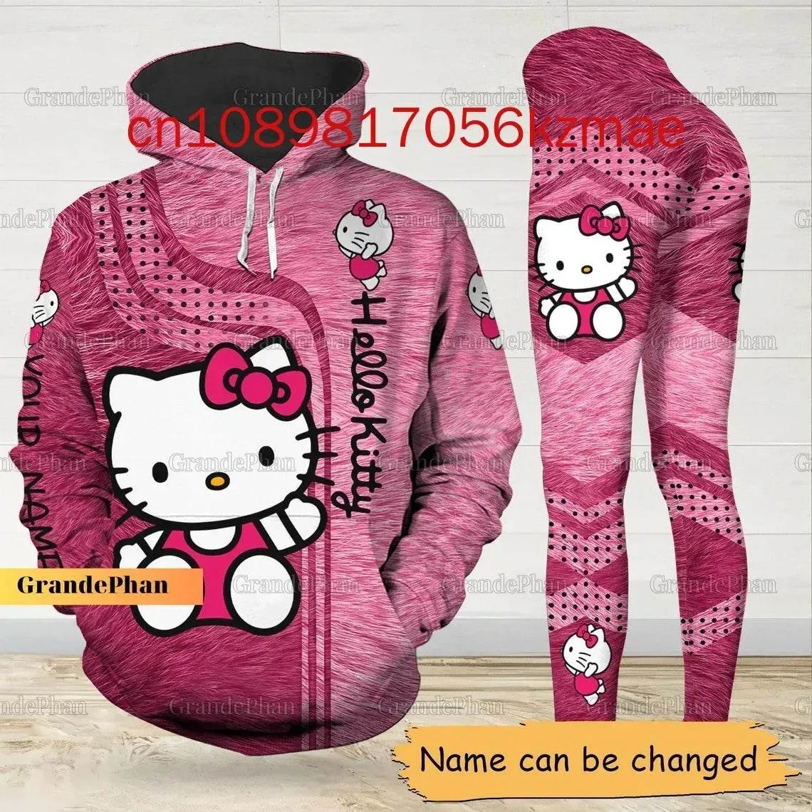 Kitty 3D Women's Hoodie and Leggings Suit Cute Hello Kitty Yoga Pants Sweatpants Fashion Sports Suit Set