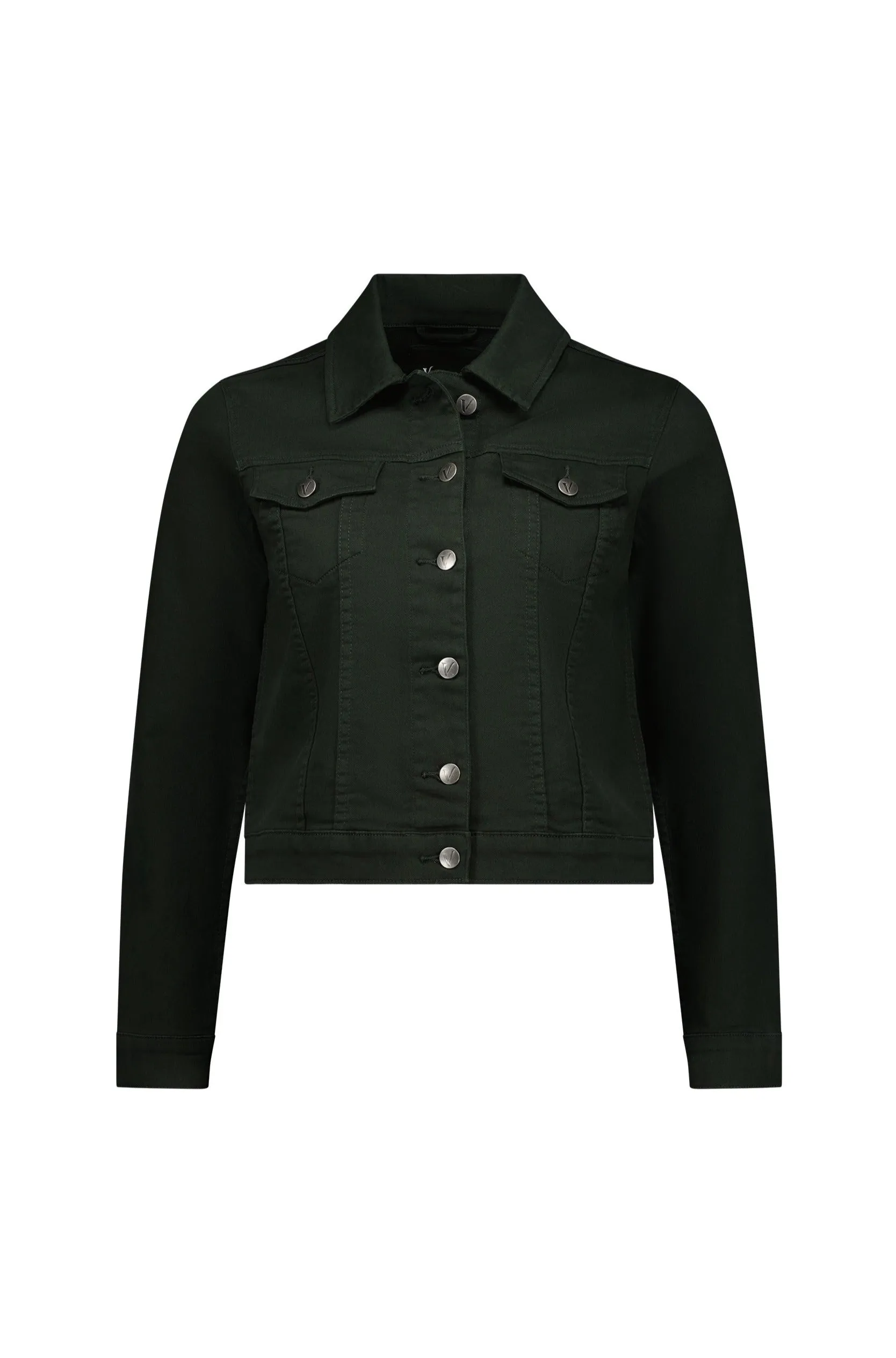 Knit Denim Button Up Jacket - Forest