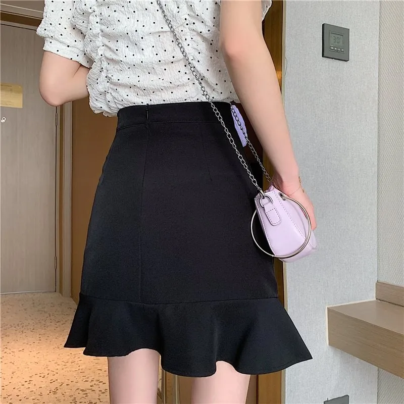 Korean Fashion Ruffled Fishtail Skirt