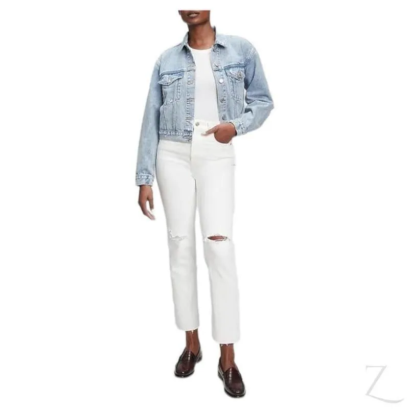 Ladies Super Strong 90s Fit Icon Denim Jacket | Ripped | "Bobo"