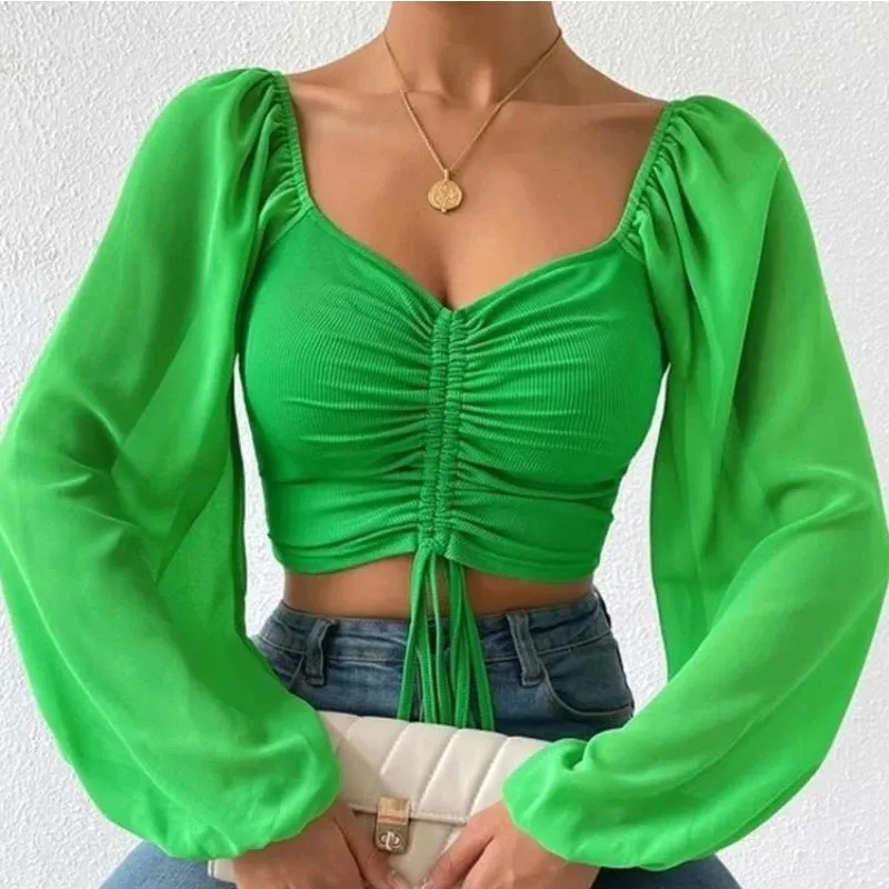 Lantern Long Sleeve Drawstring Shirt