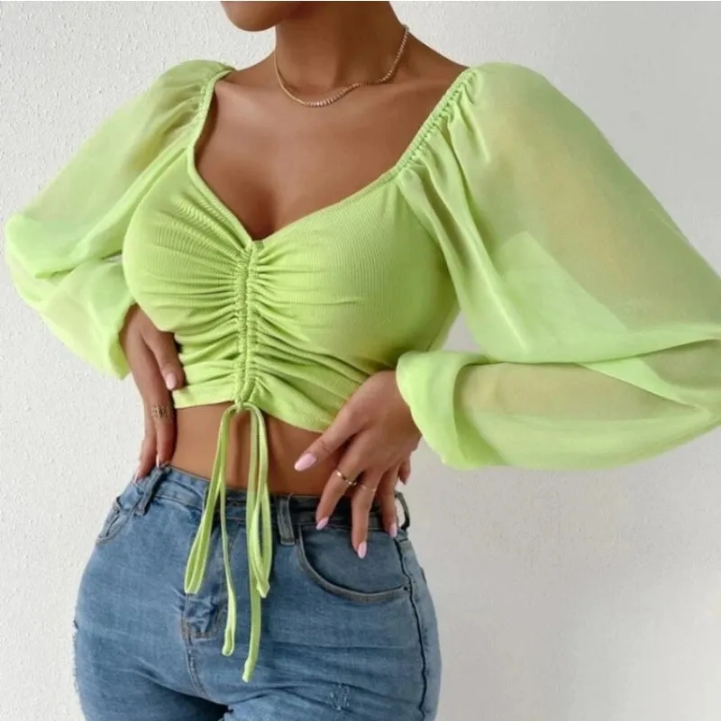Lantern Long Sleeve Drawstring Shirt