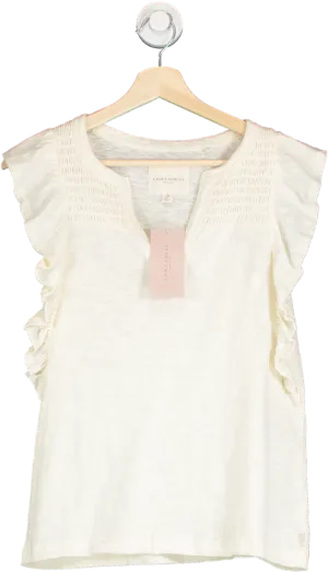 Laura Ashley Cream Ruffle Sleeve V Neck Top UK 8