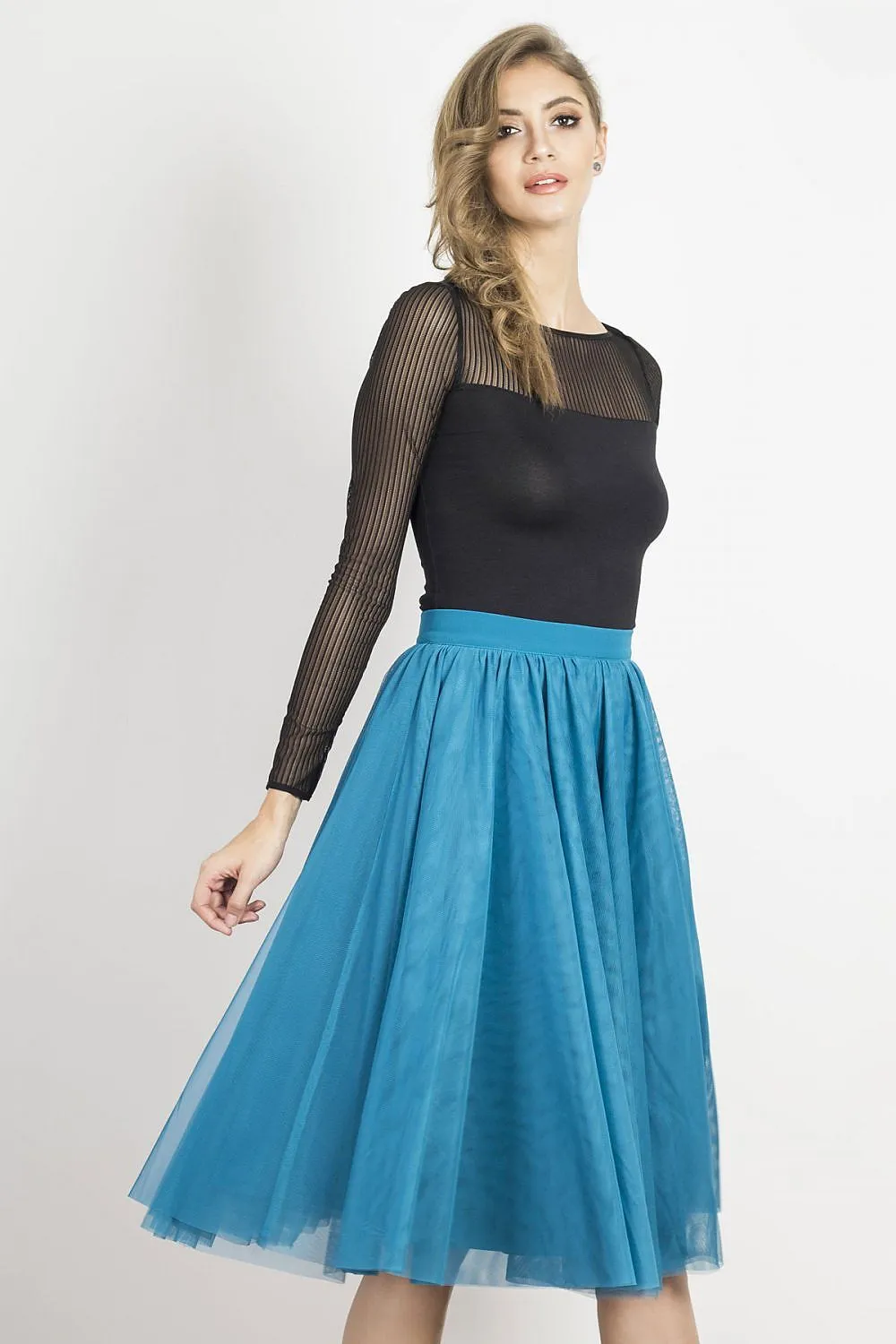 Layered Tulle A-Line Skirt