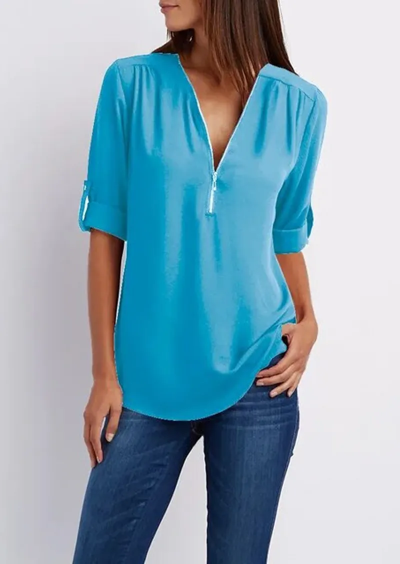 Leona | Elegant V-Neck Blouse for Ladies