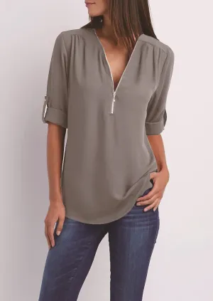 Leona | Elegant V-Neck Blouse for Ladies