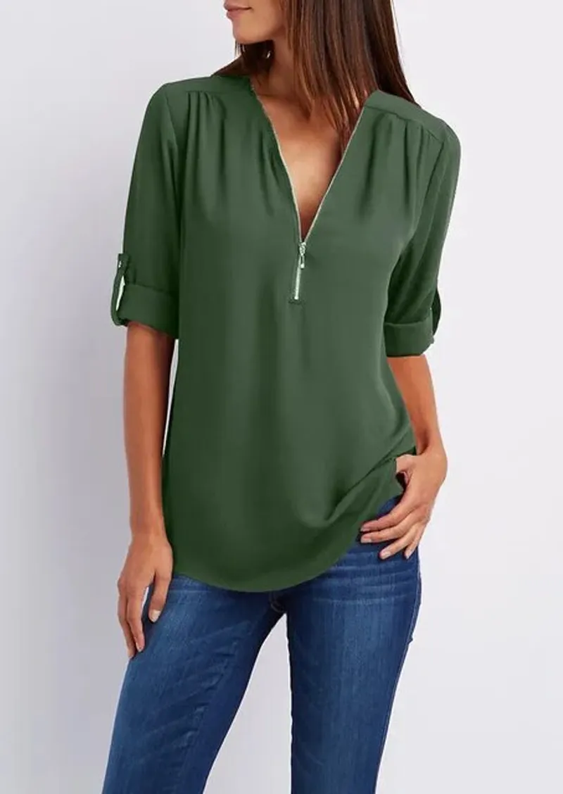 Leona | Elegant V-Neck Blouse for Ladies
