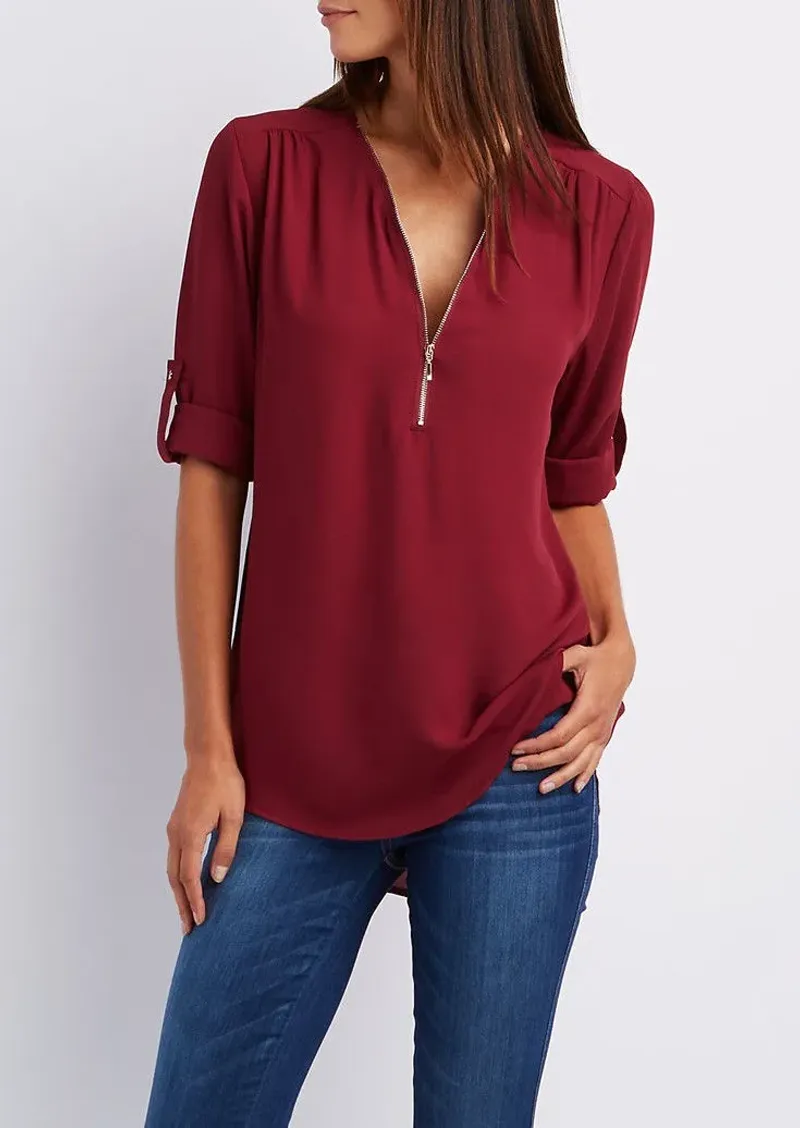 Leona | Elegant V-Neck Blouse for Ladies