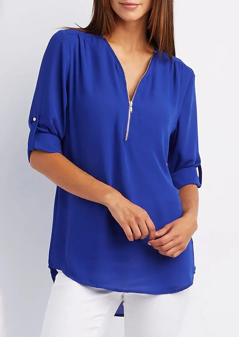 Leona | Elegant V-Neck Blouse for Ladies