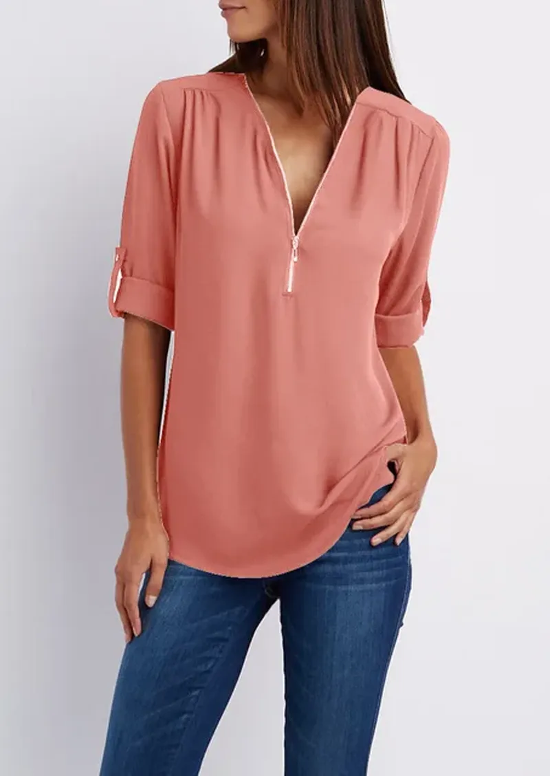 Leona | Elegant V-Neck Blouse for Ladies