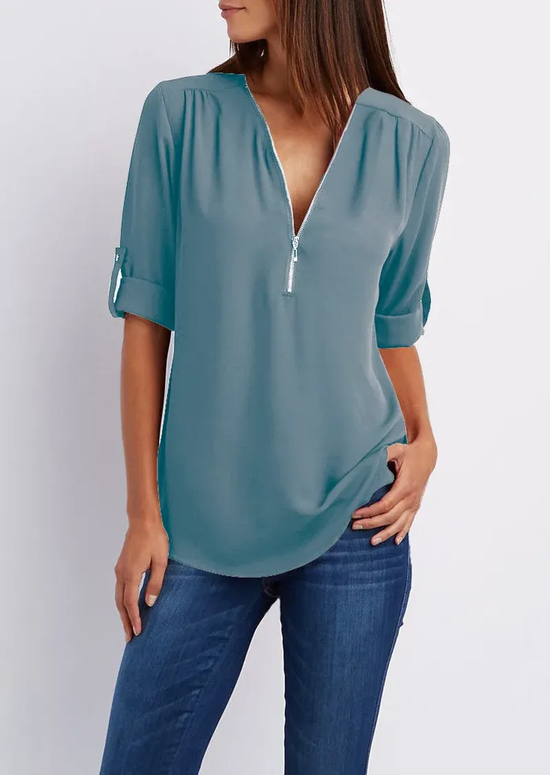 Leona | Elegant V-Neck Blouse for Ladies