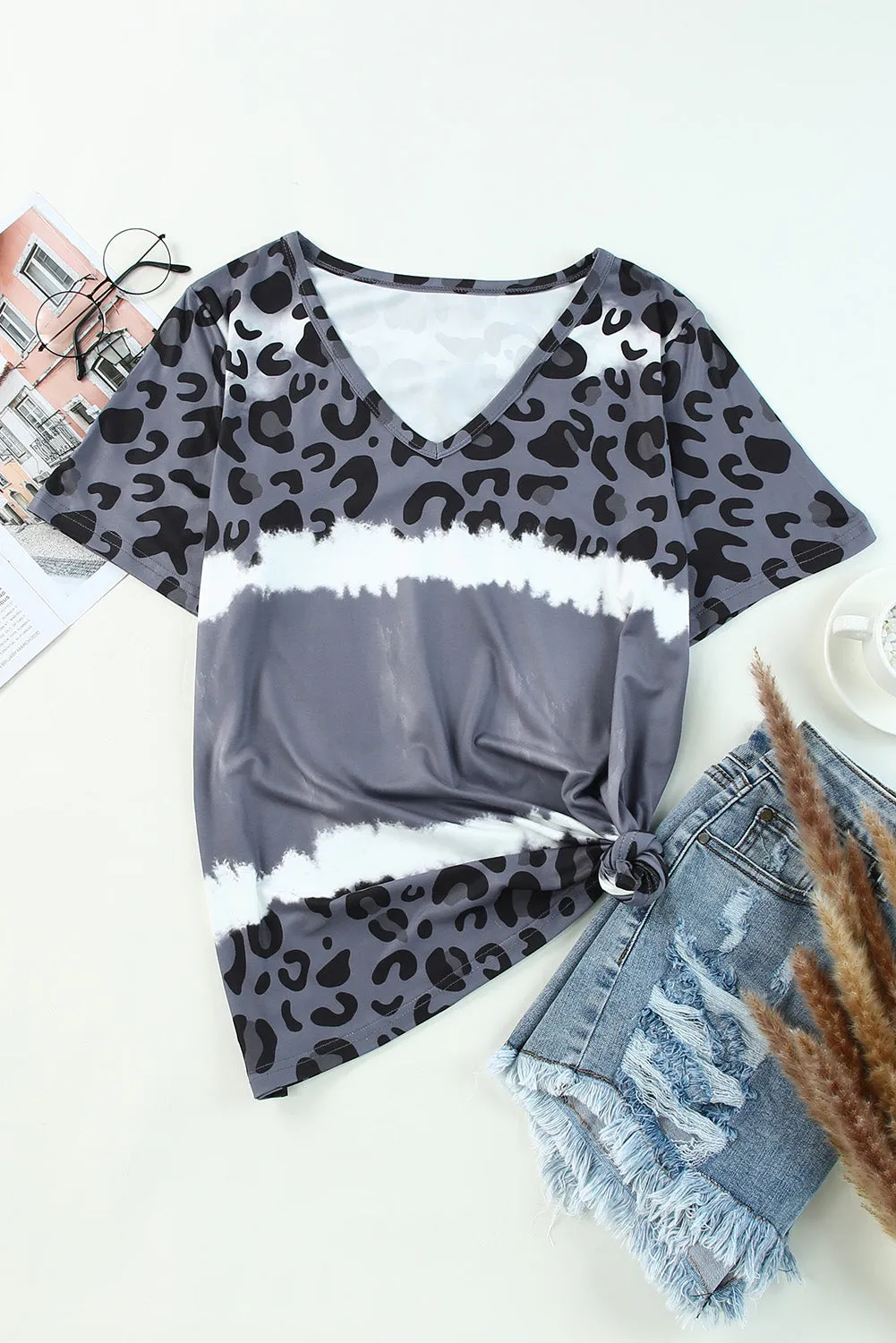 Leopard V-Neck Tee Shirt