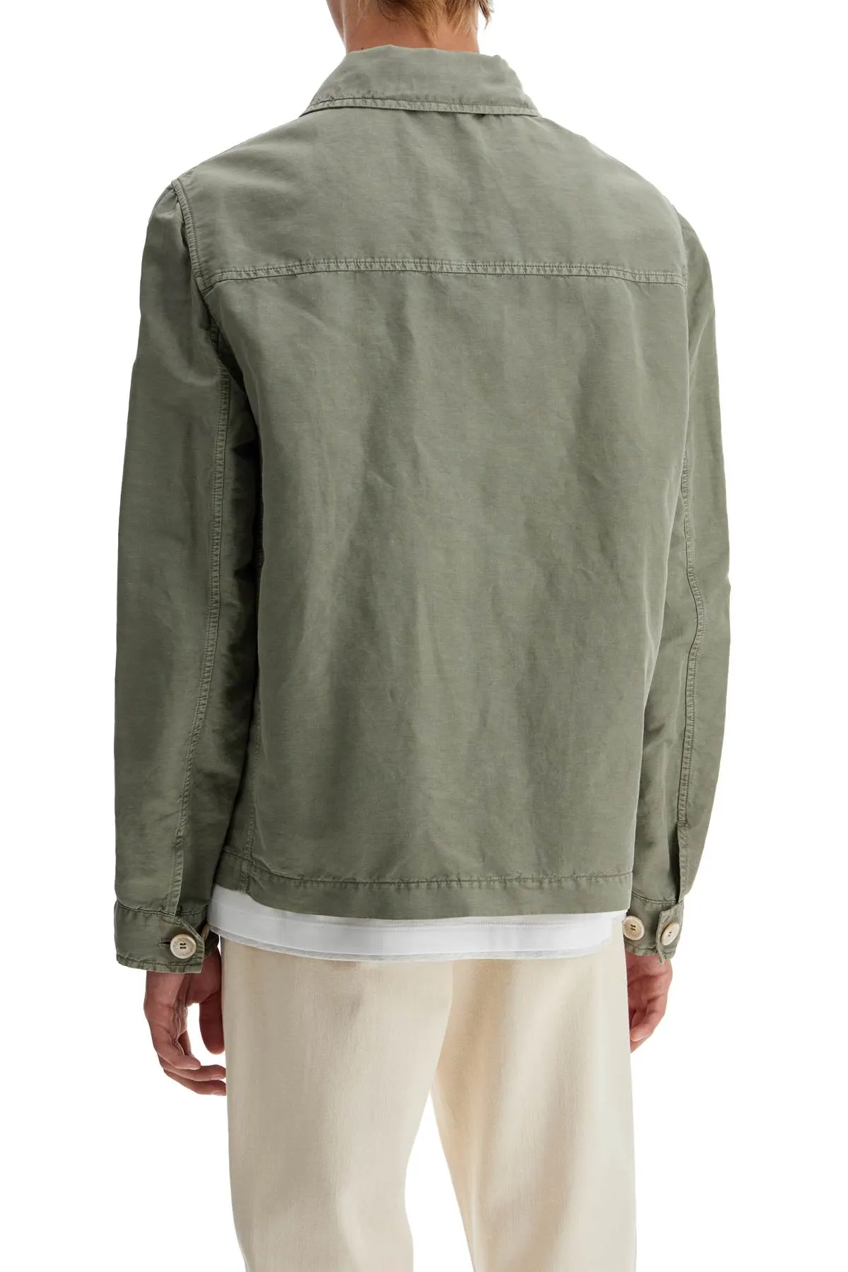 linen and cotton gabardine overshirt
