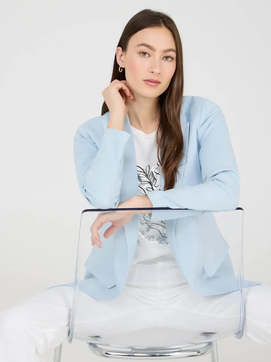 Linen Blend Open Blazer