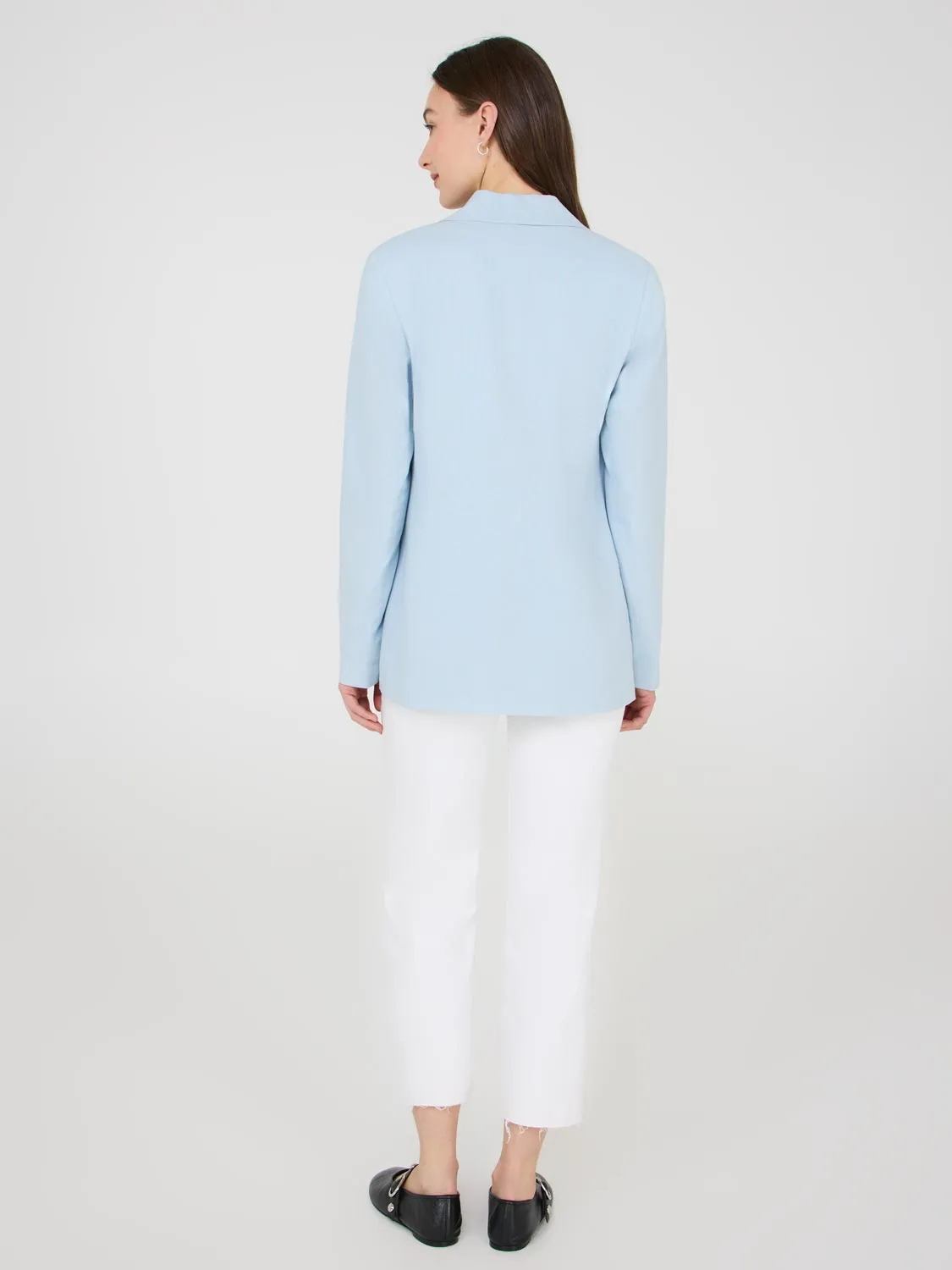 Linen Blend Open Blazer