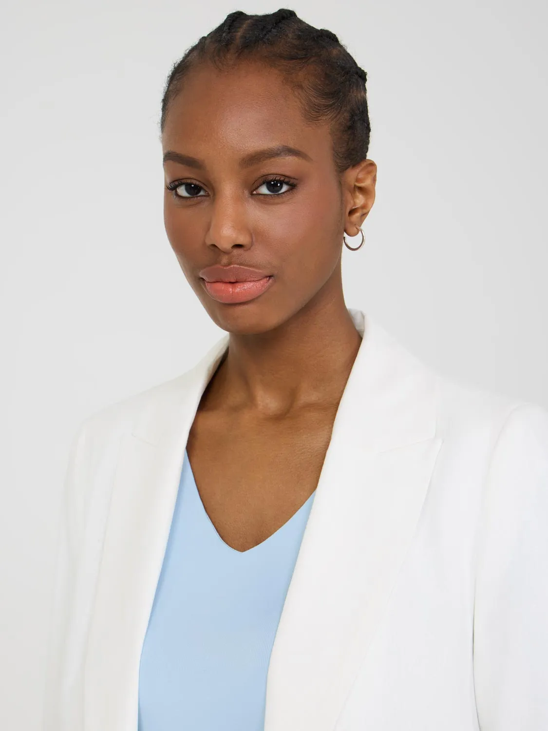 Linen Blend Open Blazer