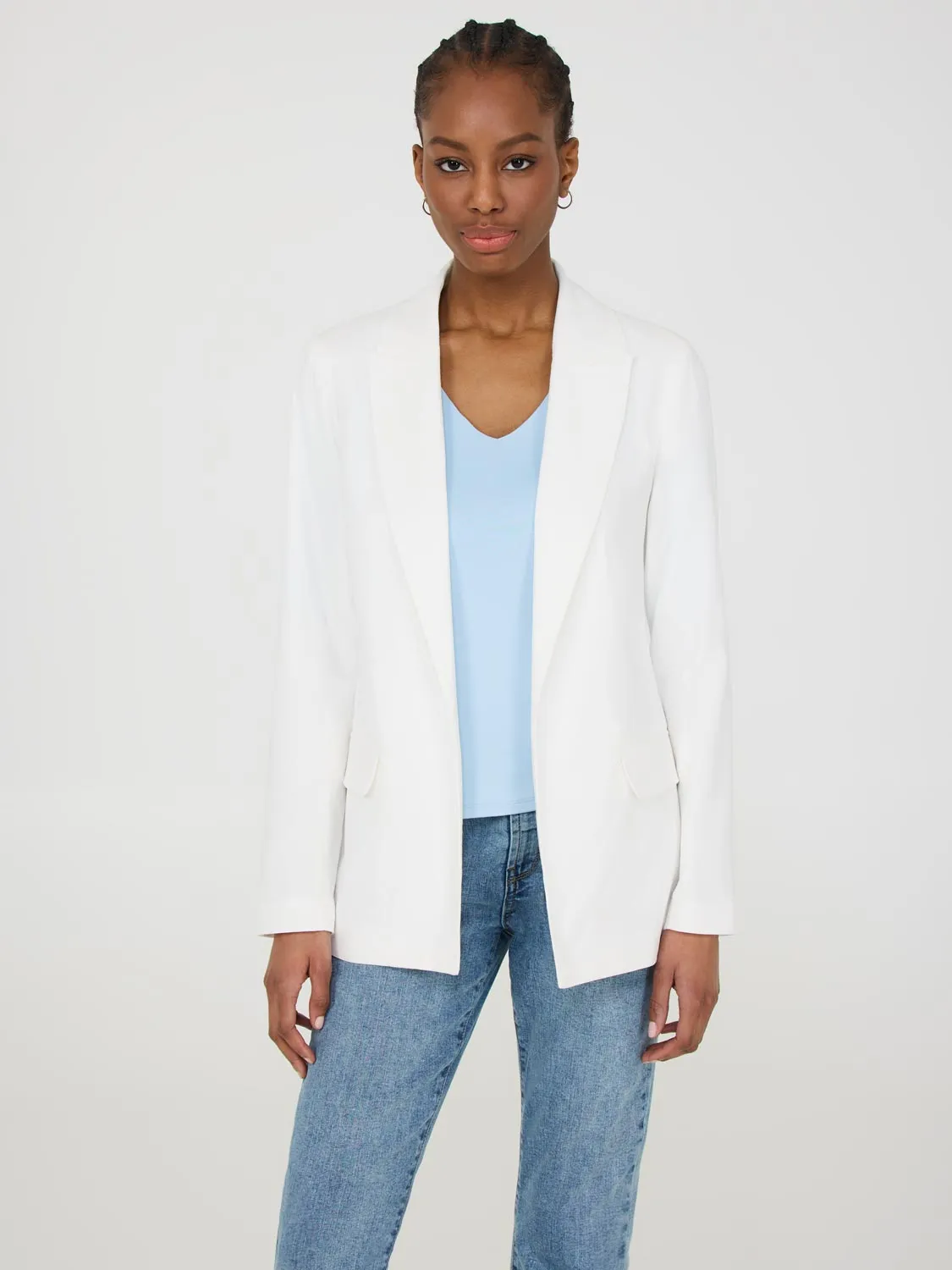 Linen Blend Open Blazer
